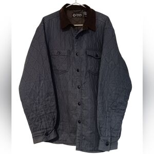 Chaps Shacket Jacket Lightweight Quilted Snaps Pockets Corduroy Collar Size L